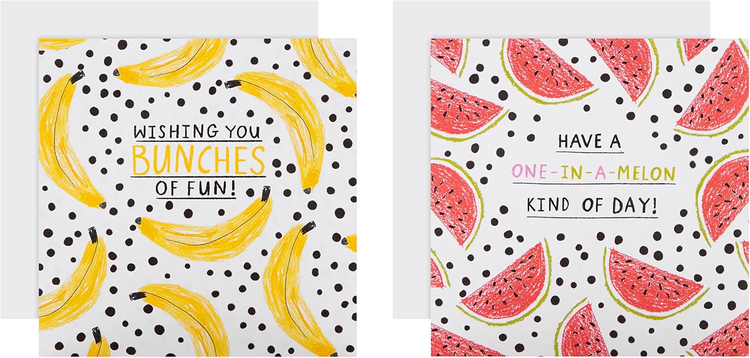 Hallmark Kids Birthday Cards - Pack of 10 in 2 Bold Fruit Themed Designs, Yellow, Orange & White,25566727