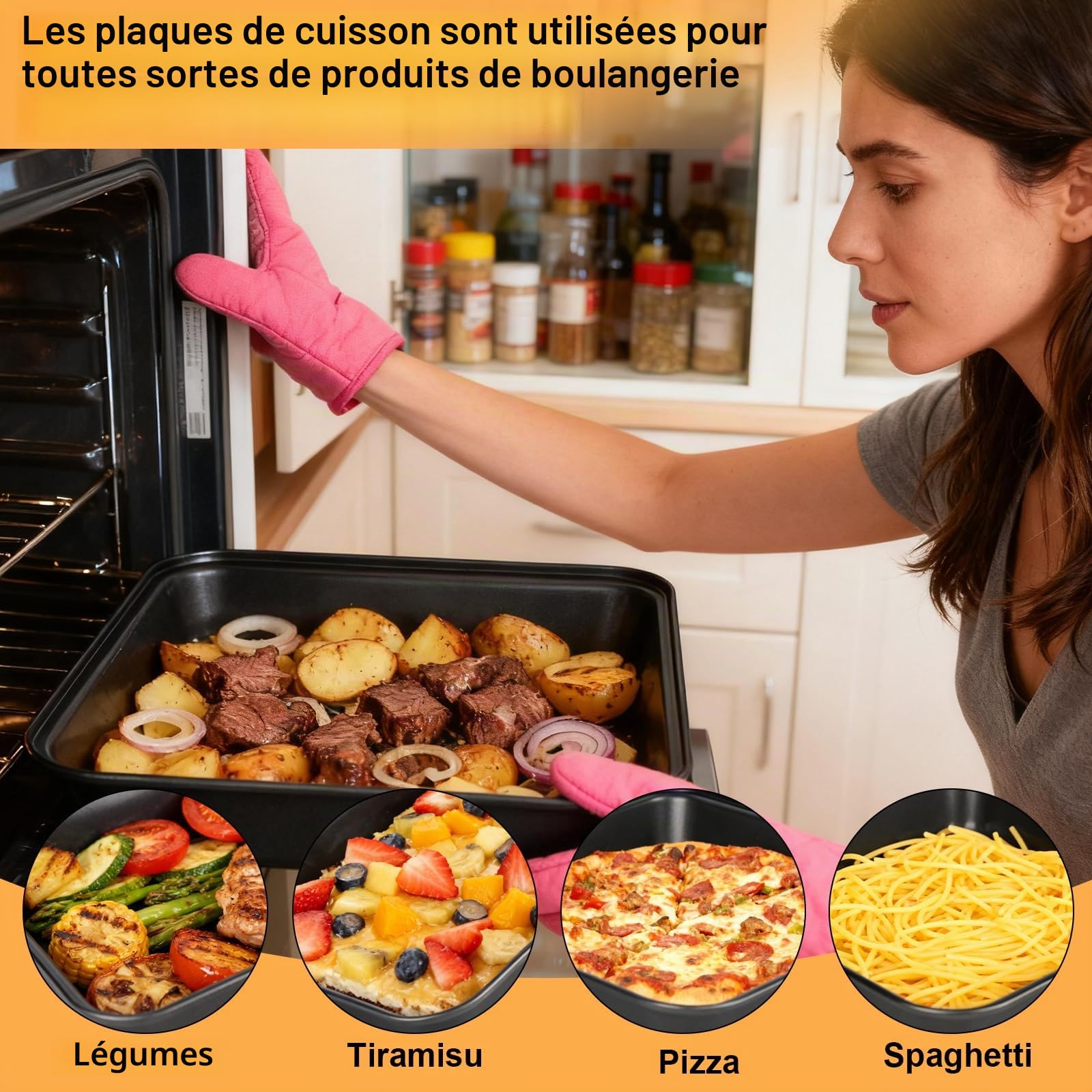 Lot de 2 plats à gratin carrés, carrés, en acier inoxydable, avec revêtement antiadhésif, peuvent également être utilisés comme plat à lasagnes, rôtissoire ou plaque à gâteau, facile à nettoyer