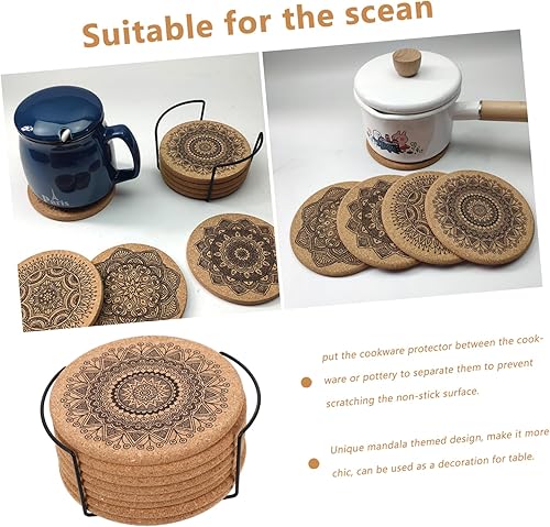 Miniatura 8 de Luxshiny Juego de portavasos de madera, posavasos de madera para café, posavasos decorativos para mesa, posavasos para mesa de agua caliente,