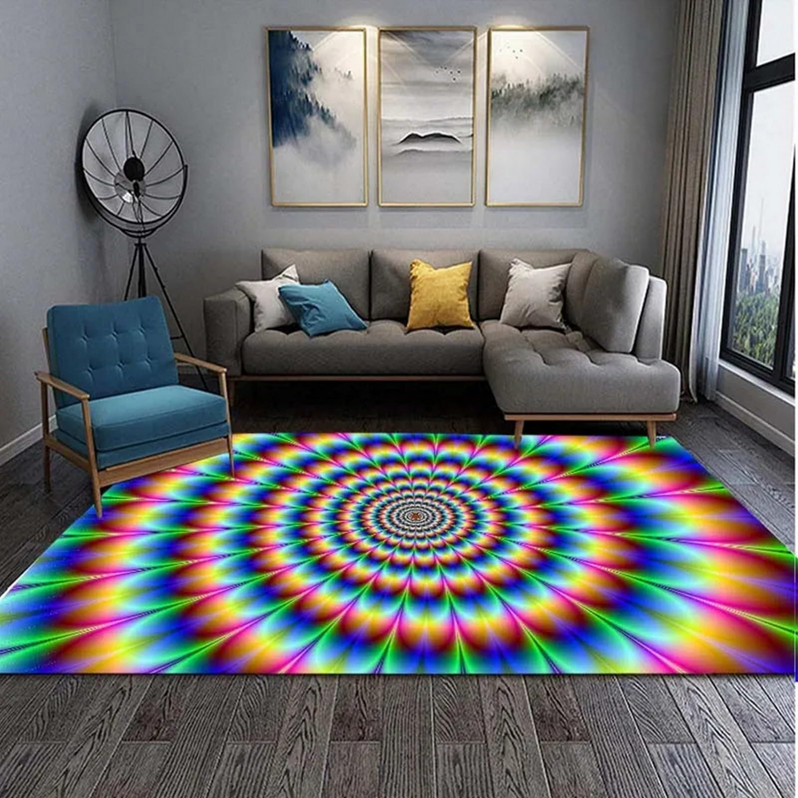 Tapis 3D rectangulaire motif géométrique abstrait coloré pour salon et chambre 160x230 cm