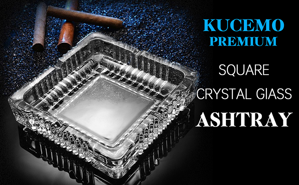 CENDRIER,4--Cendrier En Verre De Cristal Noir-or-transparent, Forme