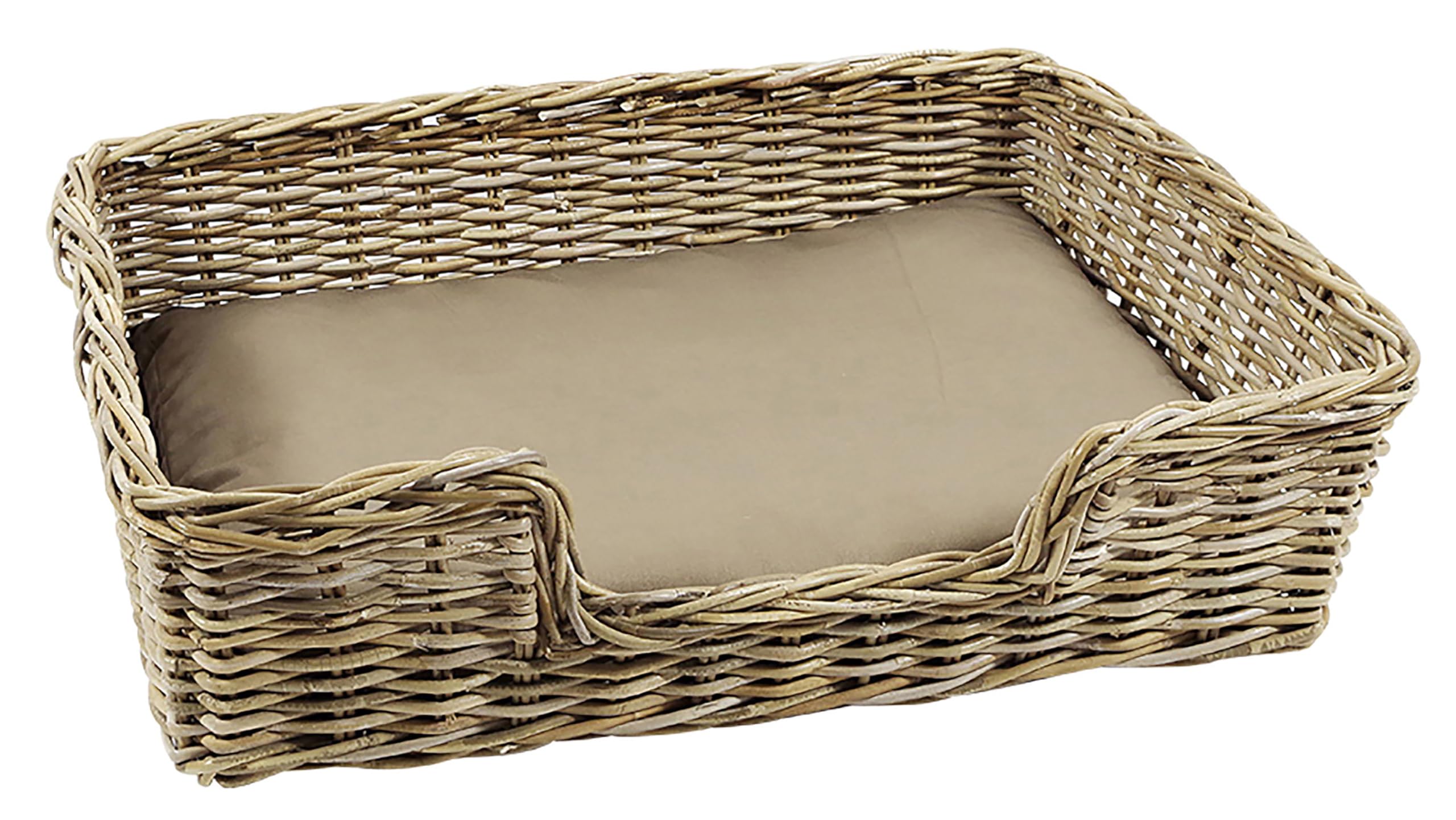 Kobolo Hundekorb Hundesofa aus stabilem Rattan geflochten 90x72x23 cm
