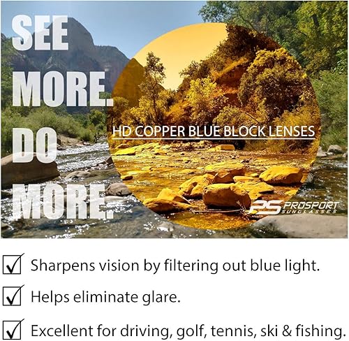 Miniatura 6 de proSPORT BIFOCAL - Lentes de sol para hombres y mujeres, bloqueo de luz azul, lente ámbar HD, semirarimas, envolvente, para conducir, golf