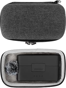 GEEKRIA for Creators Microphone Carrying Case Compatible with DJI Mic Mini Charging Case, Mic Hard Shell Travel Bag, Portable Travel Bag with Cable Storage (Grey)