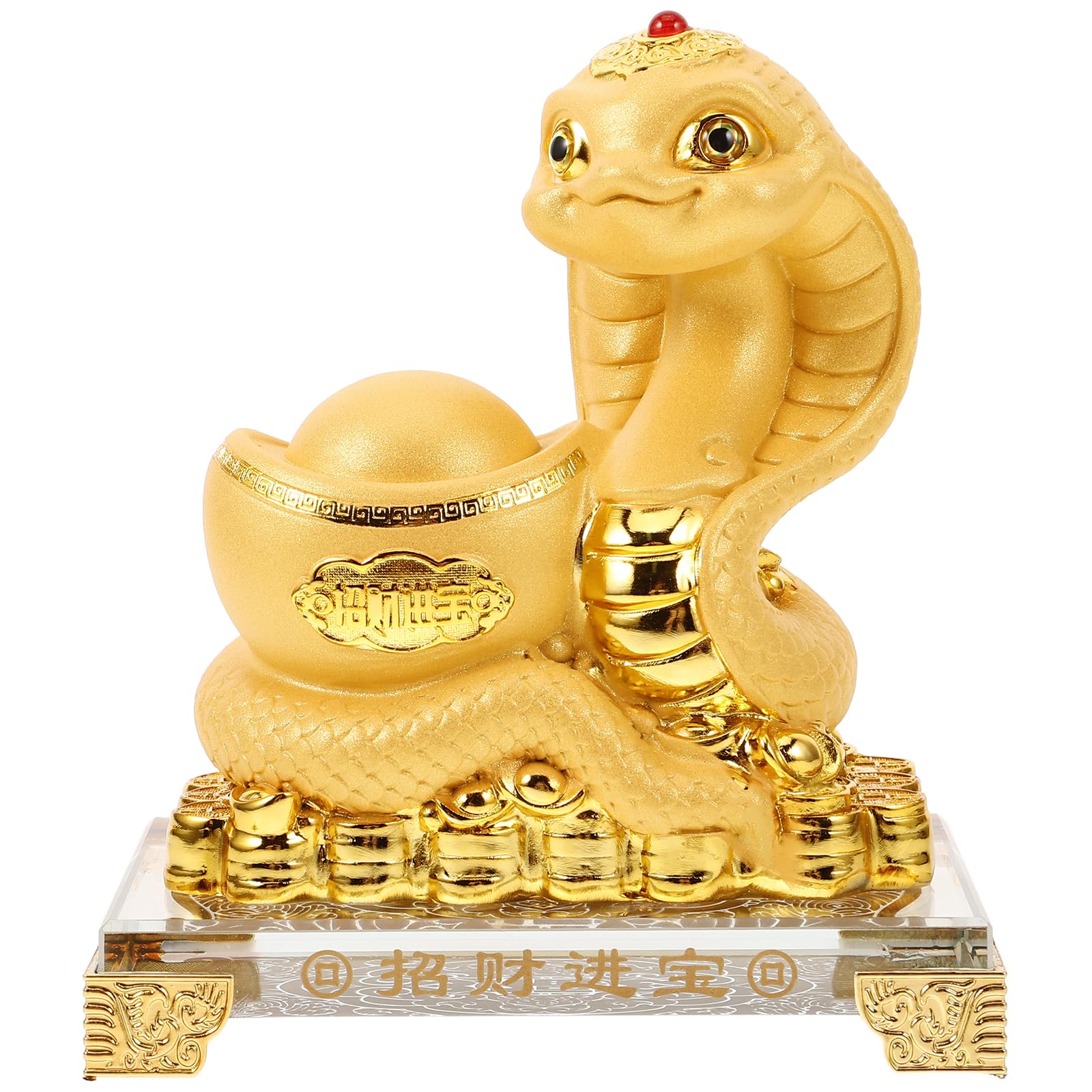 Statuette de serpent en résine dorée haute finition pour banquet chic