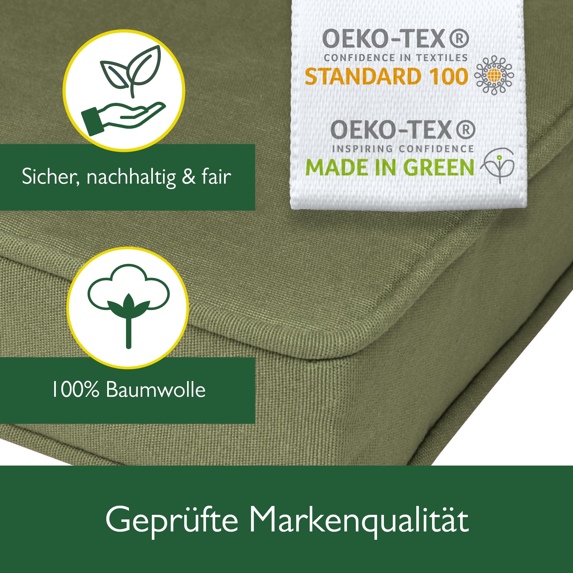 Beautissu Hollywoodschaukel 3 Sitzer Polsterauflagen 2er Set Sitzkissen & Rückenkissen 180x50cm – Waschbare Outdoor Auflage für Hollywoodschaukel Sitzpolster Olivgrün mit Reißverschluss – Loft HS