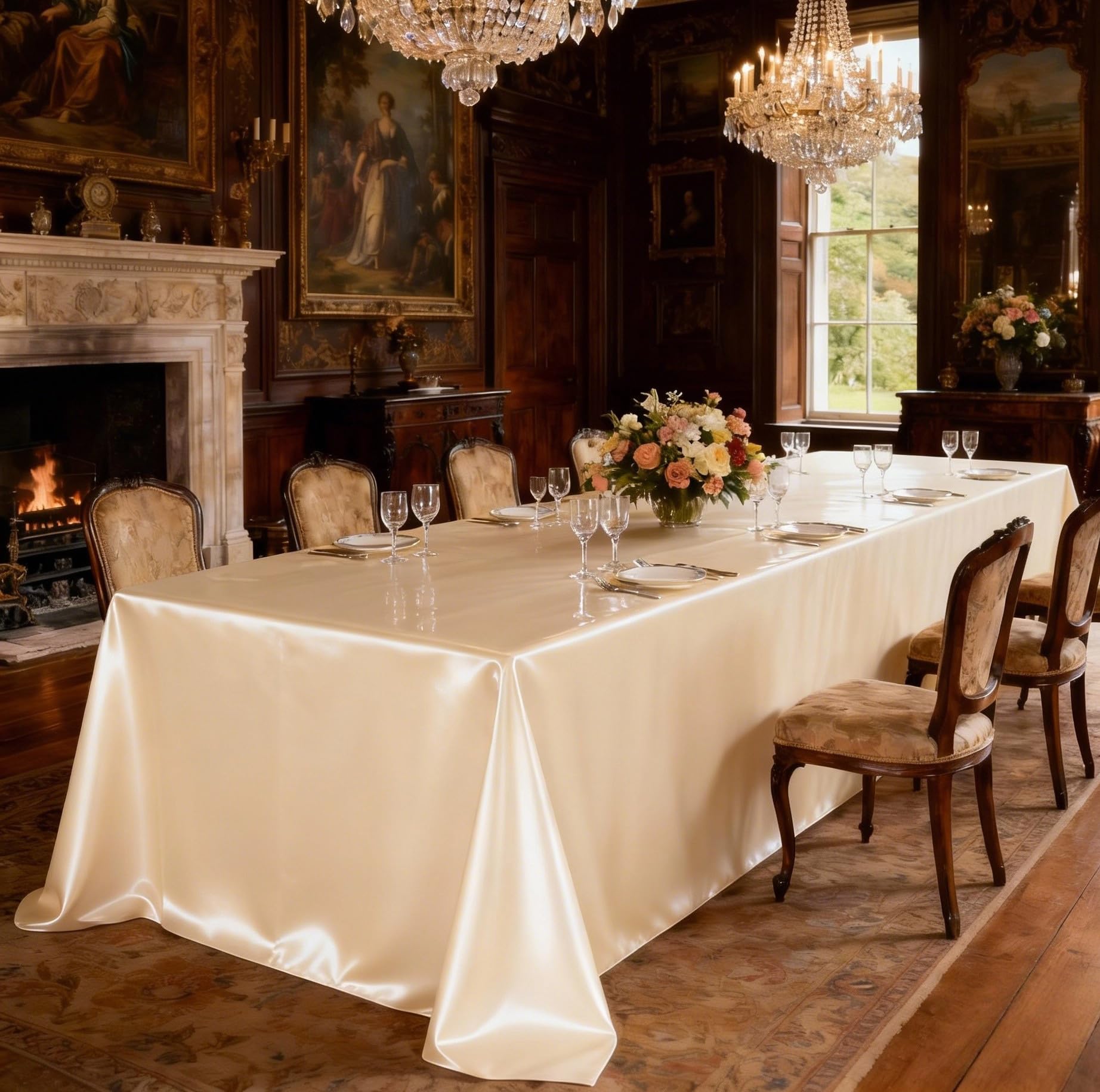 Nappe Ronde en Satin, Lisse et Brillante Champagne Diamètre 280 cm