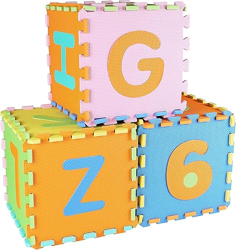 Vista 9 de BalanceFrom Tapete de juego de rompecabezas para niños con azulejos entrelazados de espuma EVA 36 azulejos