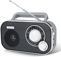 DreamSky Portable AM FM Radio - Battery or Plug-in Powered, Strong Reception, Easy for Seniors, Home Outdoor Use