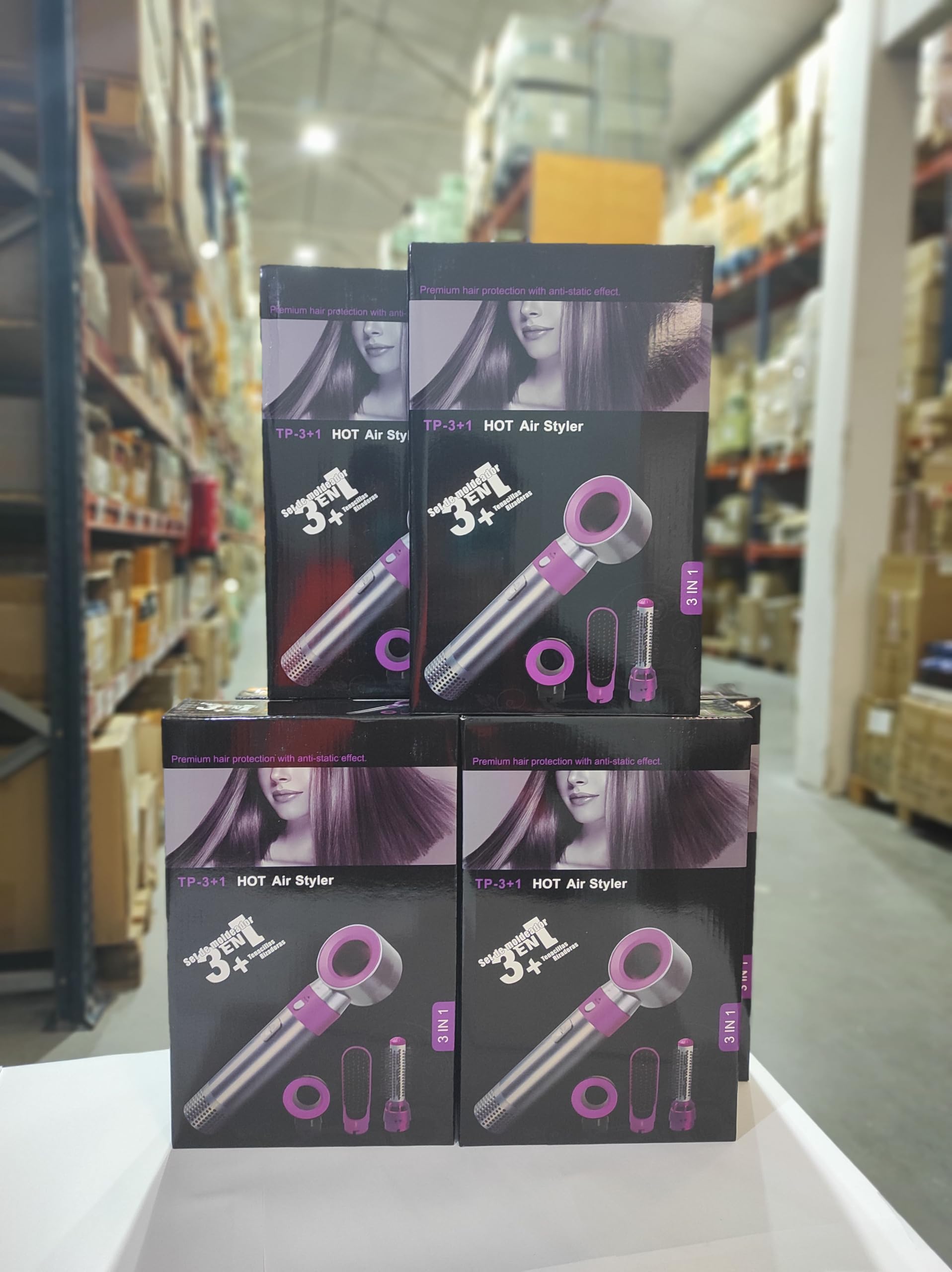 MayMax Cepillo Moldeador de Pelo 3 en 1 - Seca, alisa y da volumen en un solo paso, aire caliente con revestimiento ceramico suave, ideal para peinados rapidos en casa