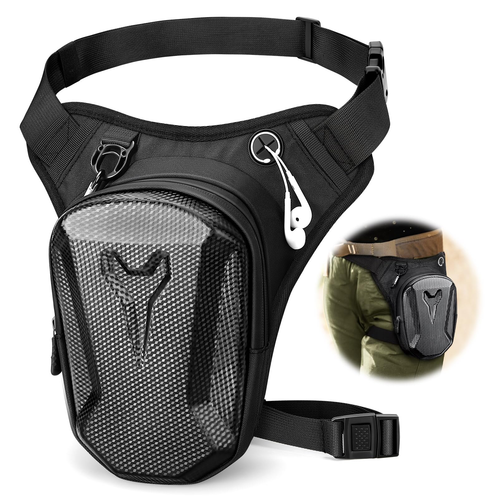 Motorcycle Thigh Bag for Men Women, Multifunctional Waist Pack With Removable Leg Straps