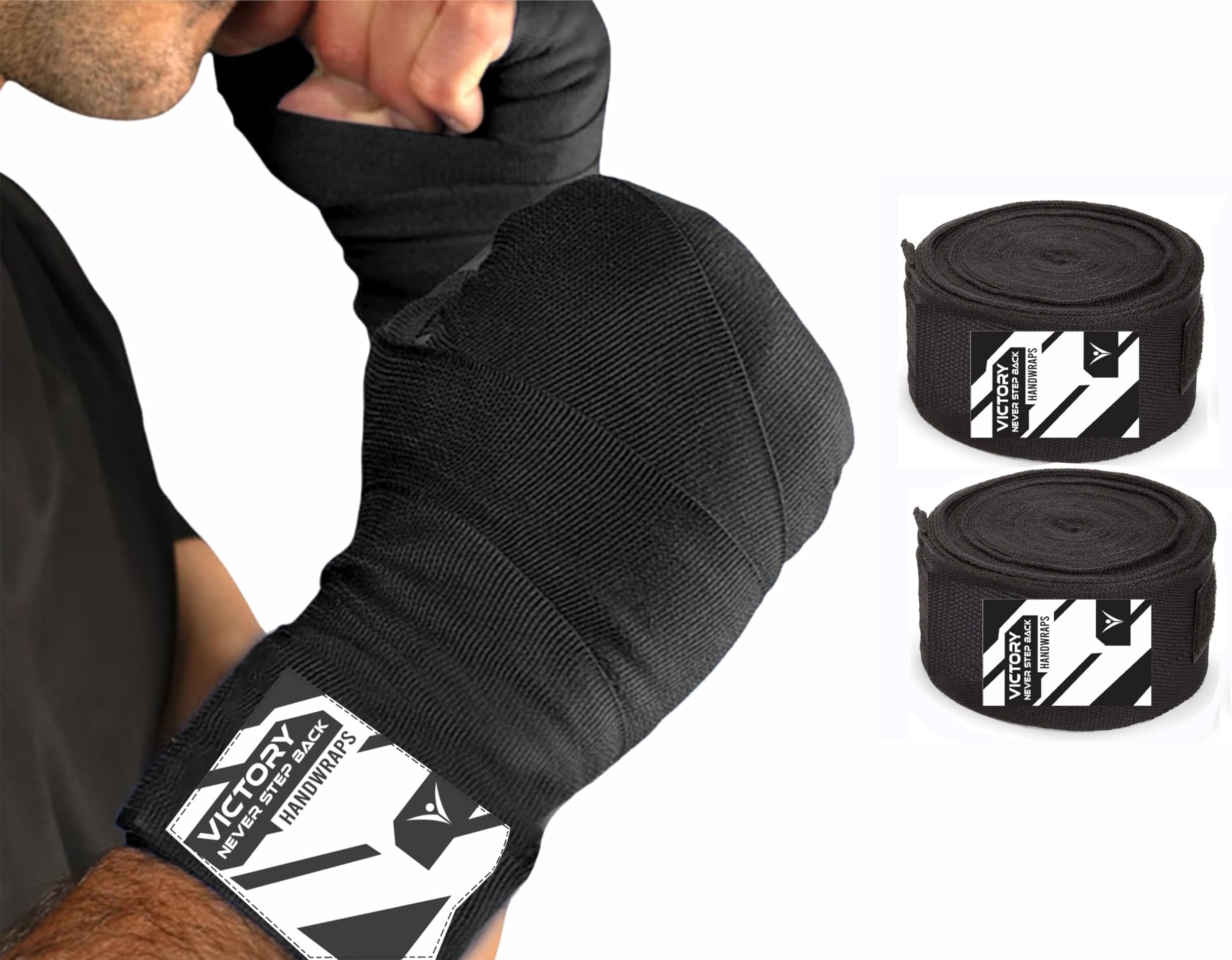 VICTORY Professional Boxing Wrap for Men Hand Wrap for Boxing Punching Hand Wraps Wrist Supporter for Gym Boxing Bandage for MMA and Martial Arts (110 inch, Black)