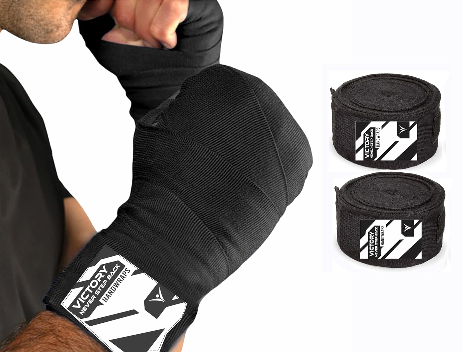 VICTORY Professional Boxing Wrap for Men Hand Wrap for Boxing Punching Hand Wraps Wrist Supporter for Gym Boxing Bandage for MMA and Martial Arts (110 inch, Black) VICTORY Professional Boxing Wrap for Men Hand Wrap for Boxing Punching Hand Wraps Wrist Supporter for Gym Boxing Bandage for MMA and Martial Arts (110 inch, Black)