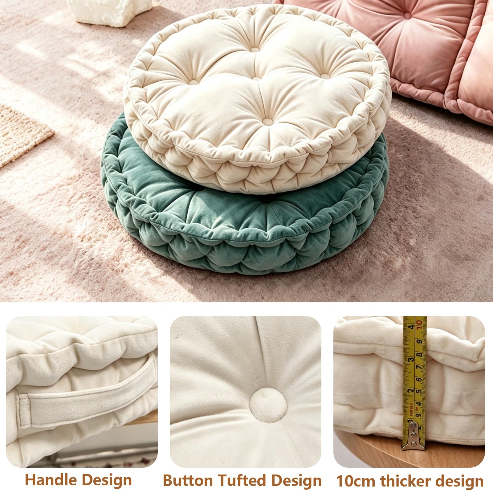 Cuscino rotondo all'aperto su ordinazione del pavimento tufted del velluto