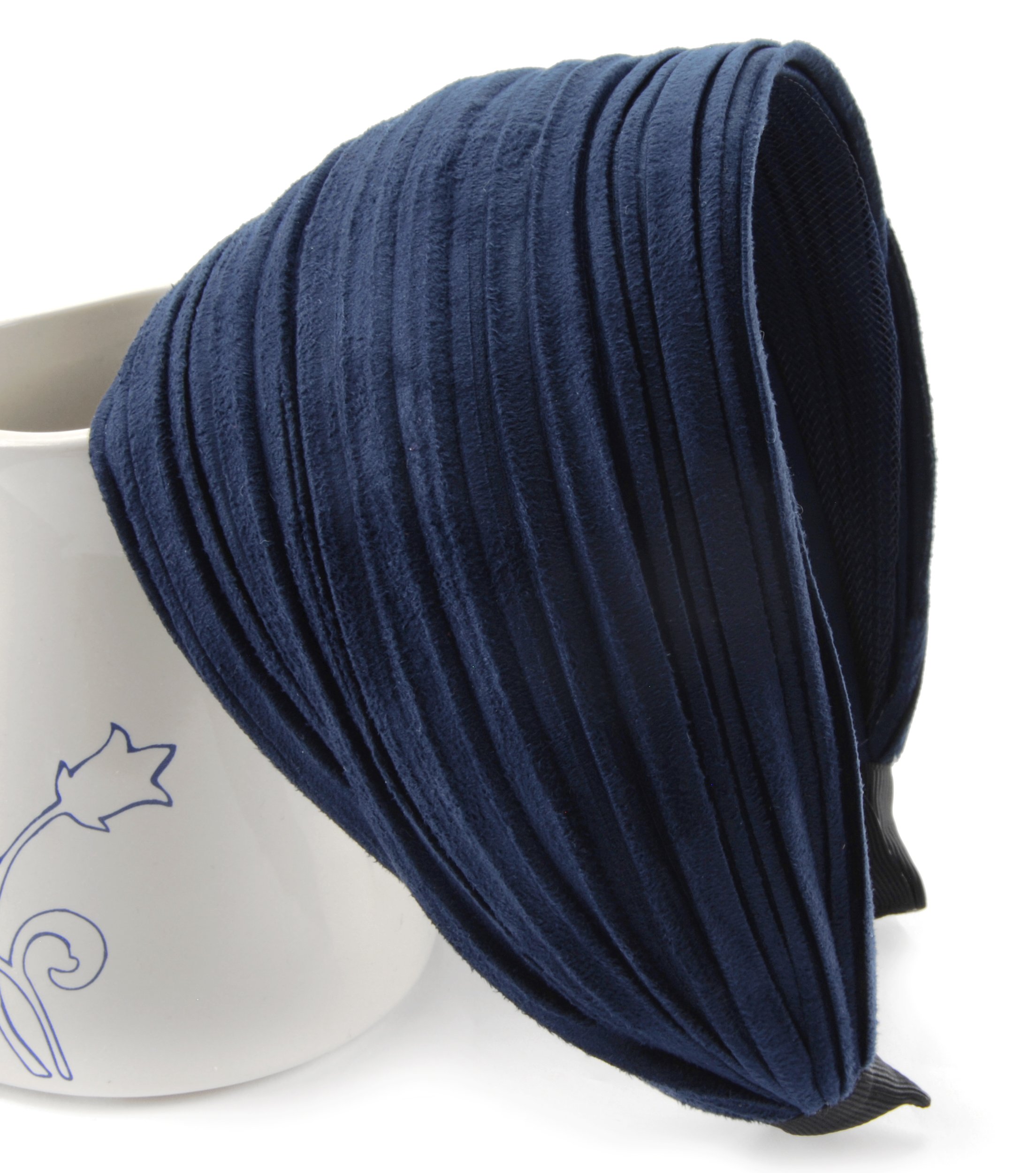 Axy HR32 headband, series 32 hair band with light flannel (leather appearance) dark blue, darkblue - Image 2
