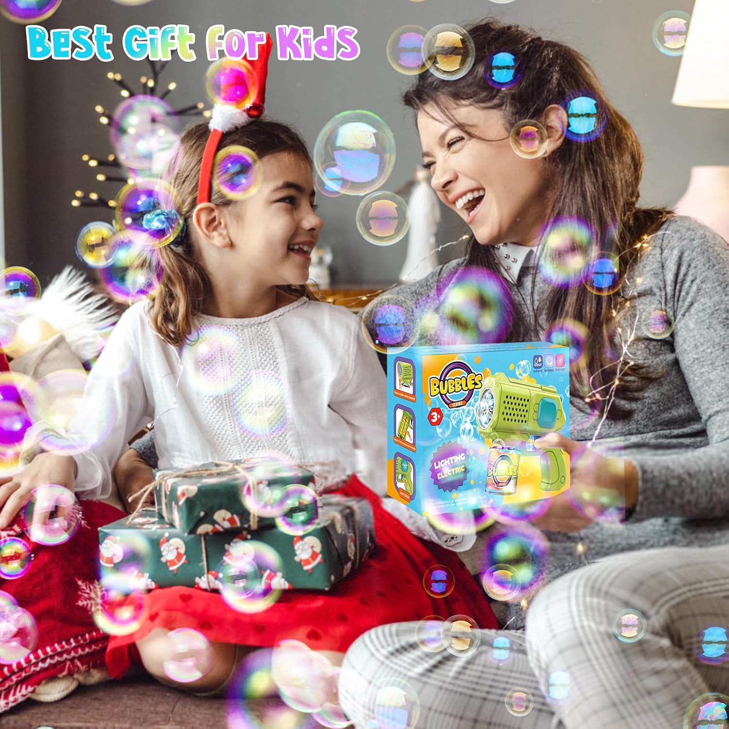 PANACARE 2 Packs Bubble Gun for Kids Automatic bubbele Maker with 10 Holes/Lighting/10000+Bubbles/Min Portable Bubble Machine with Bubble Solution Best Toy Gifts for Birthday/Party/Wedding