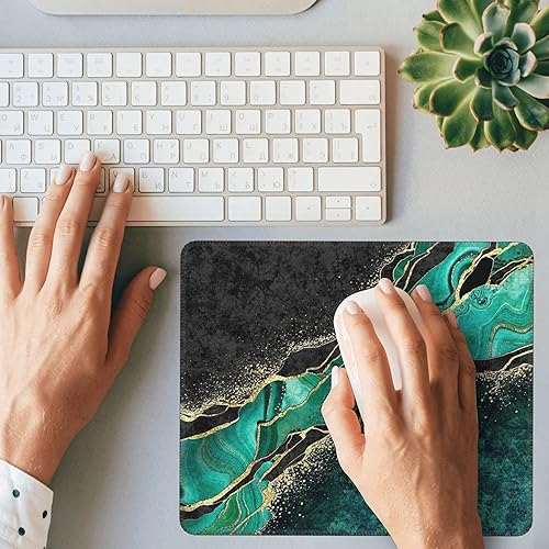 Miniatura 7 de Alfombrilla de mouse con diseño de mármol de malaquita, alfombrilla cuadrada impermeable, base de goma antideslizante, para computadora portátil de