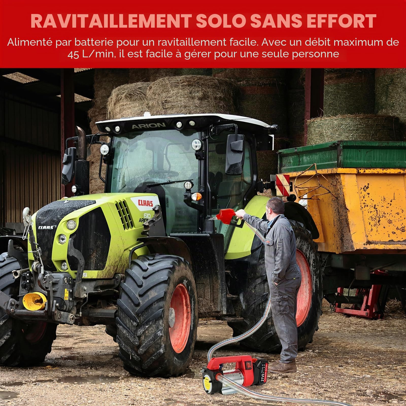 Pompe à Gasoil Sans Fil 45L/min, 260W Pompe Électrique Portable