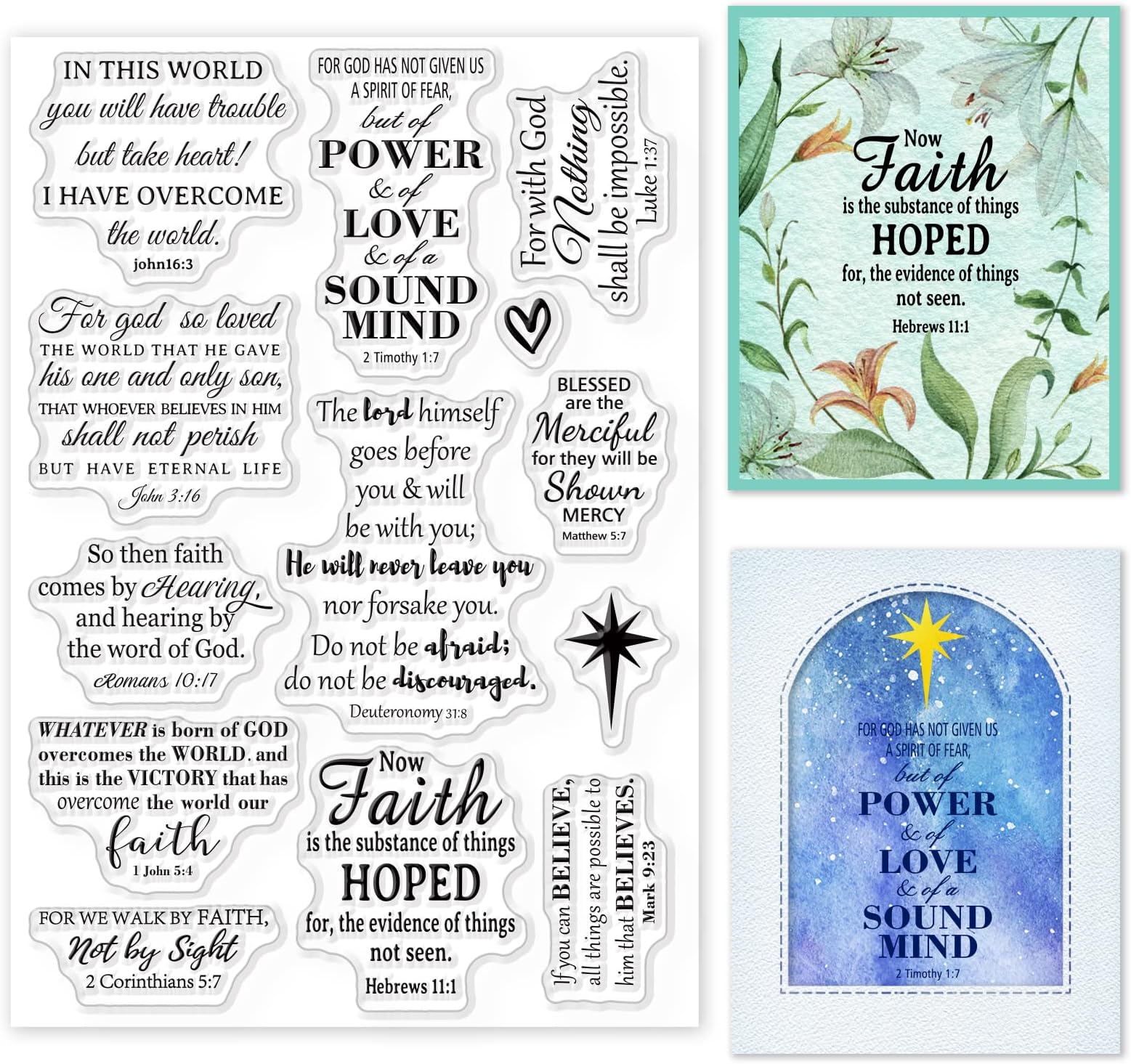 GLOBLELAND Christian Bible Clear Stamps for Card Making Decorative Inspirational Words Transparent Silicone Stamp for DIY Scrapbooking Embossing Paper Card Album Decoration Craft 6.3x4.3inch