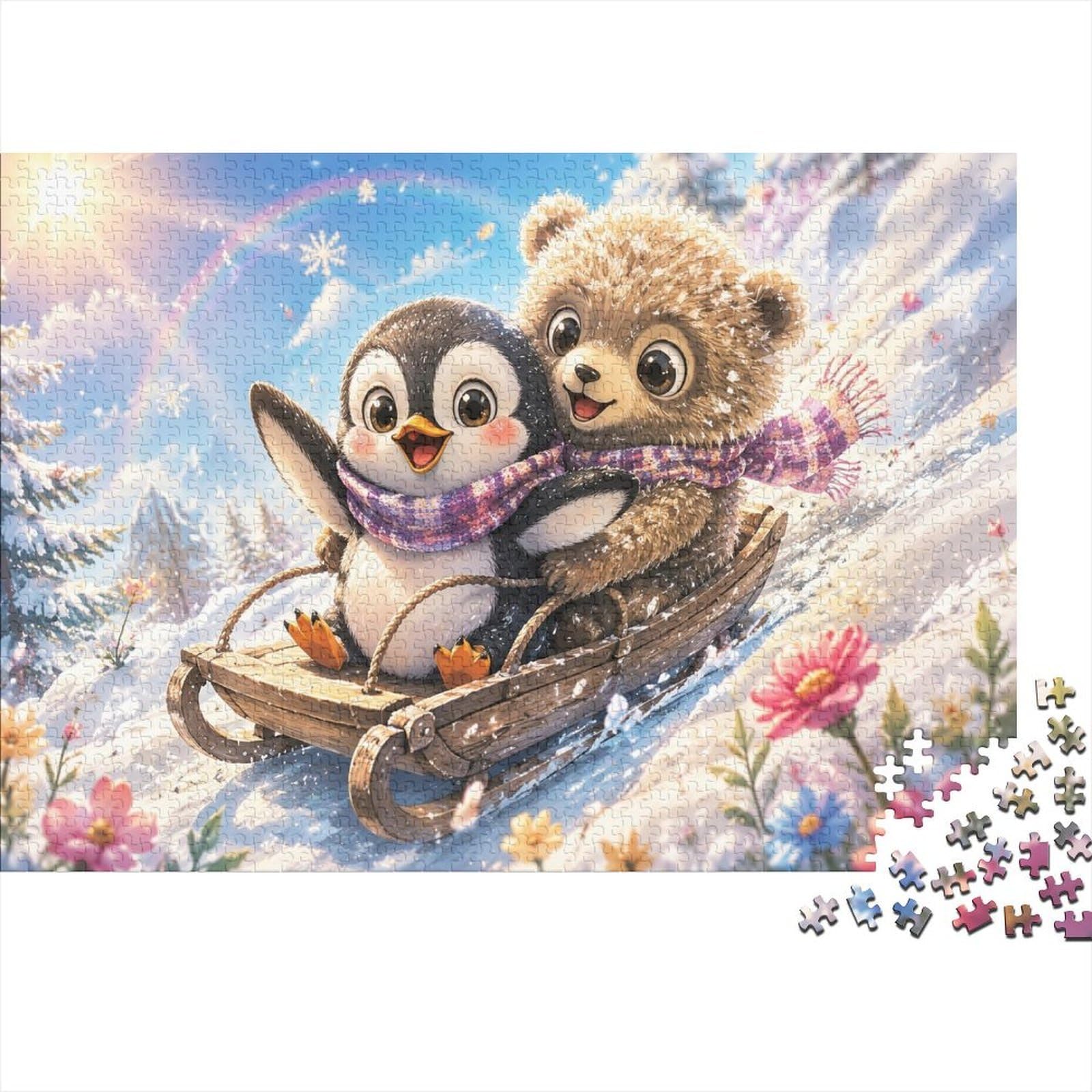 1000 Piece Mini Jigsaw Puzzle For Adults Penguin Bear Snow