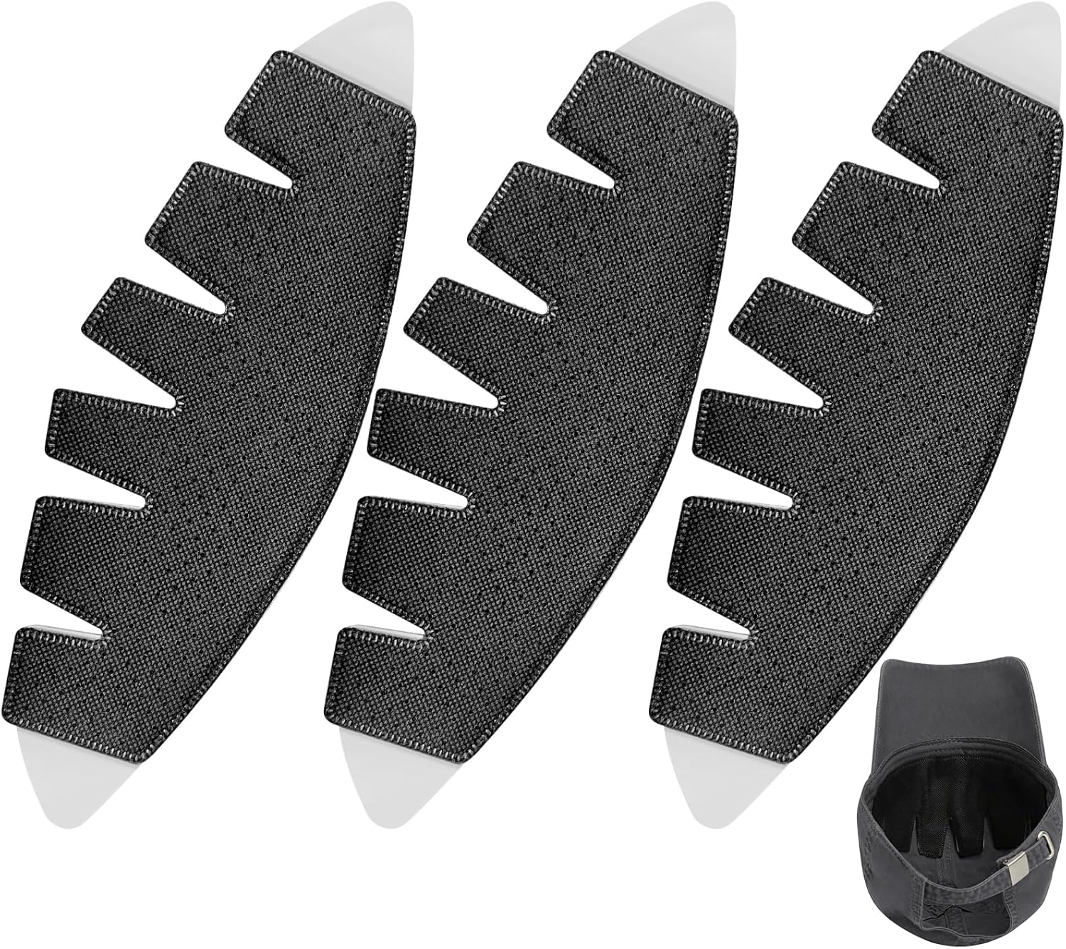 Hat Sweat Liners, Golf Hat Sweat Liner, No Glue Hold, Absorbent, Reusable Baseball Cap Sweat Liners for Men Fits Any Hat with Sweatband, Black, 3 Pack