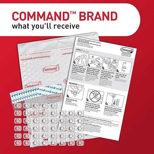 Miniatura 3 de Command - Mini clips de luz para interiores, 45 clips transparentes y 54 tiras Command, decoraciones navideñas sin daños, clips de pared para colgar