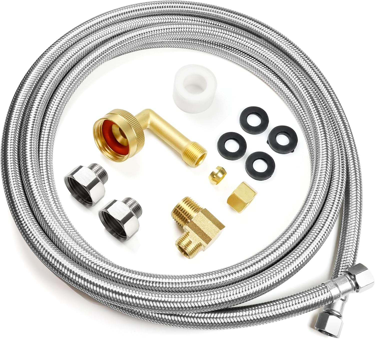 Klabb Dishwasher Installation Kit 10 FT,Premium Stainless Steel Braided Dishwasher Hose kit,Leak-Free Hose,Easy Setup,dishwasher water supply line,3/8″ Comp x 3/8″ Elbow & All Fittings Included Klabb Dishwasher Installation Kit 10 FT,Premium Stainless Steel Braided Dishwasher Hose kit,Leak-Free Hose,Easy Setup,dishwasher water supply line,3/8″ Comp x 3/8″ Elbow & All Fittings Included