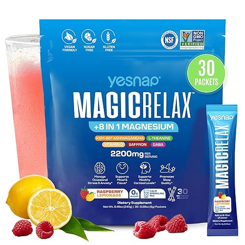 MAGICRELAX Calming Sparking Mix 8-in-1 Magnesium KSM-66 Ashwagandha Saffron Vitamin