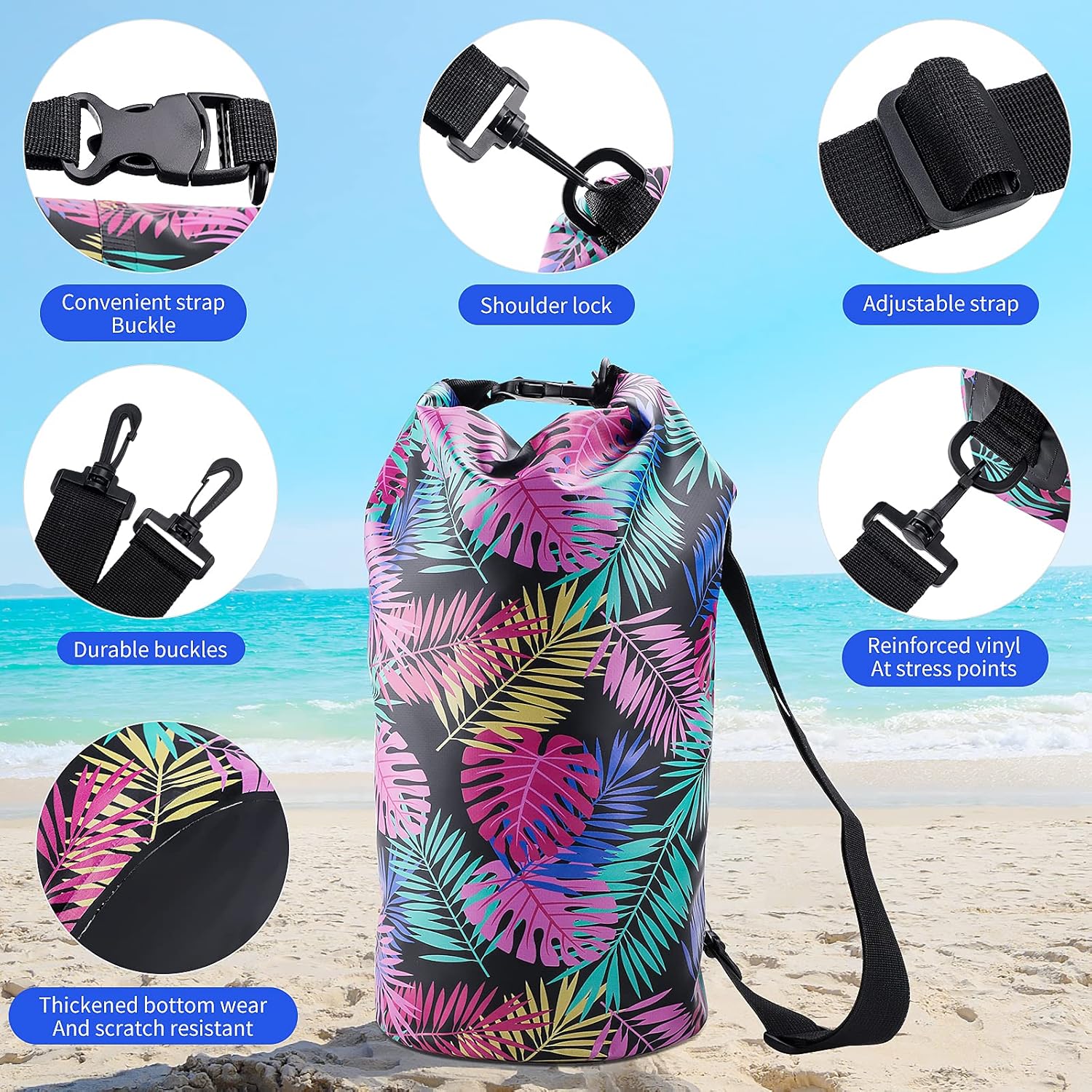 GLAITC Waterproof Dry Bag, 10L Floating Dry bag Waterproof Floating Dry Bags Roll Top Float Dry