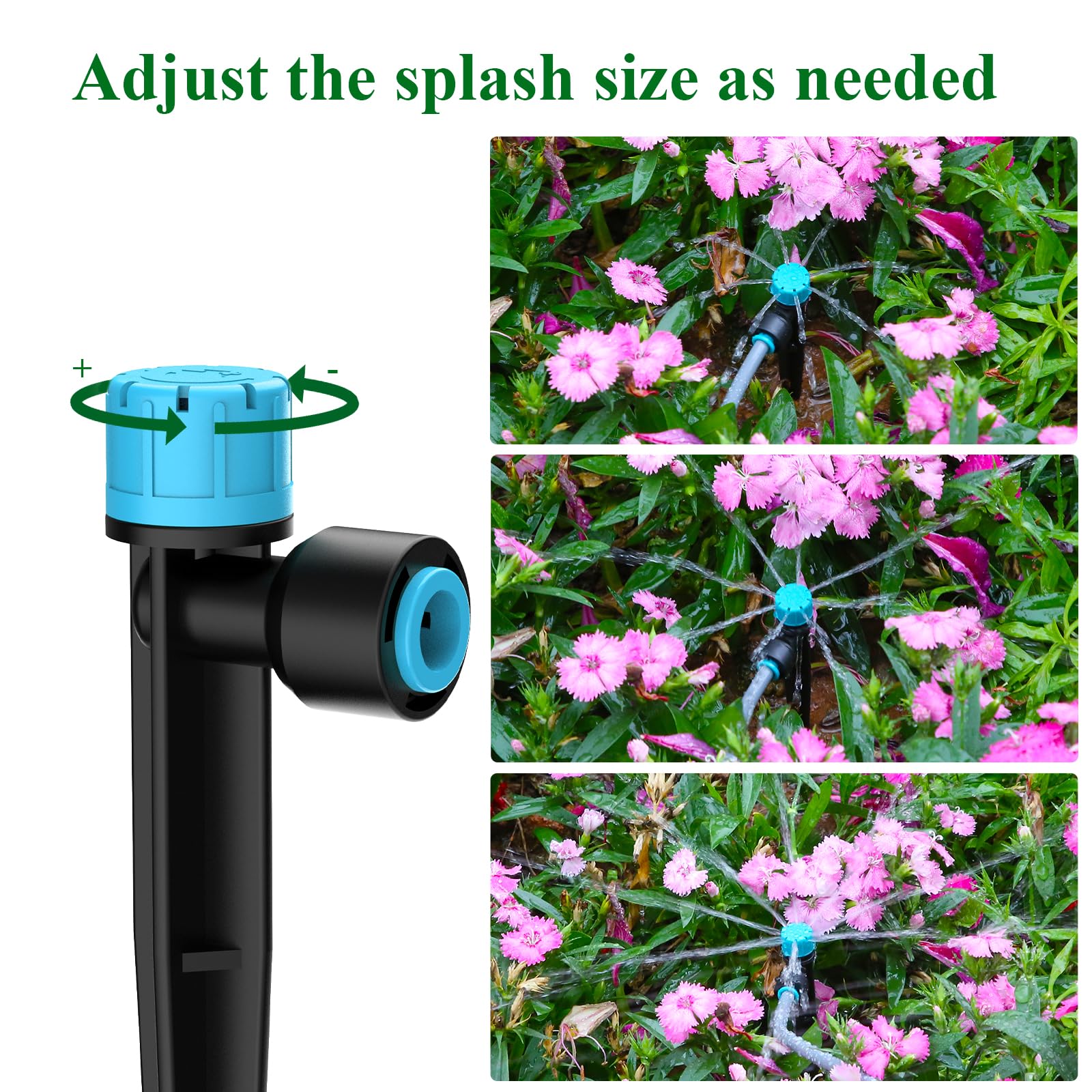 Kit de Sistema de Riego por Goteo con Temporizador Automático de Agua de 2 Zonas con Pantalla LCD,Temporizador de Riego con Nuevo Conector Rápido Antifugas para Jardín,Césped