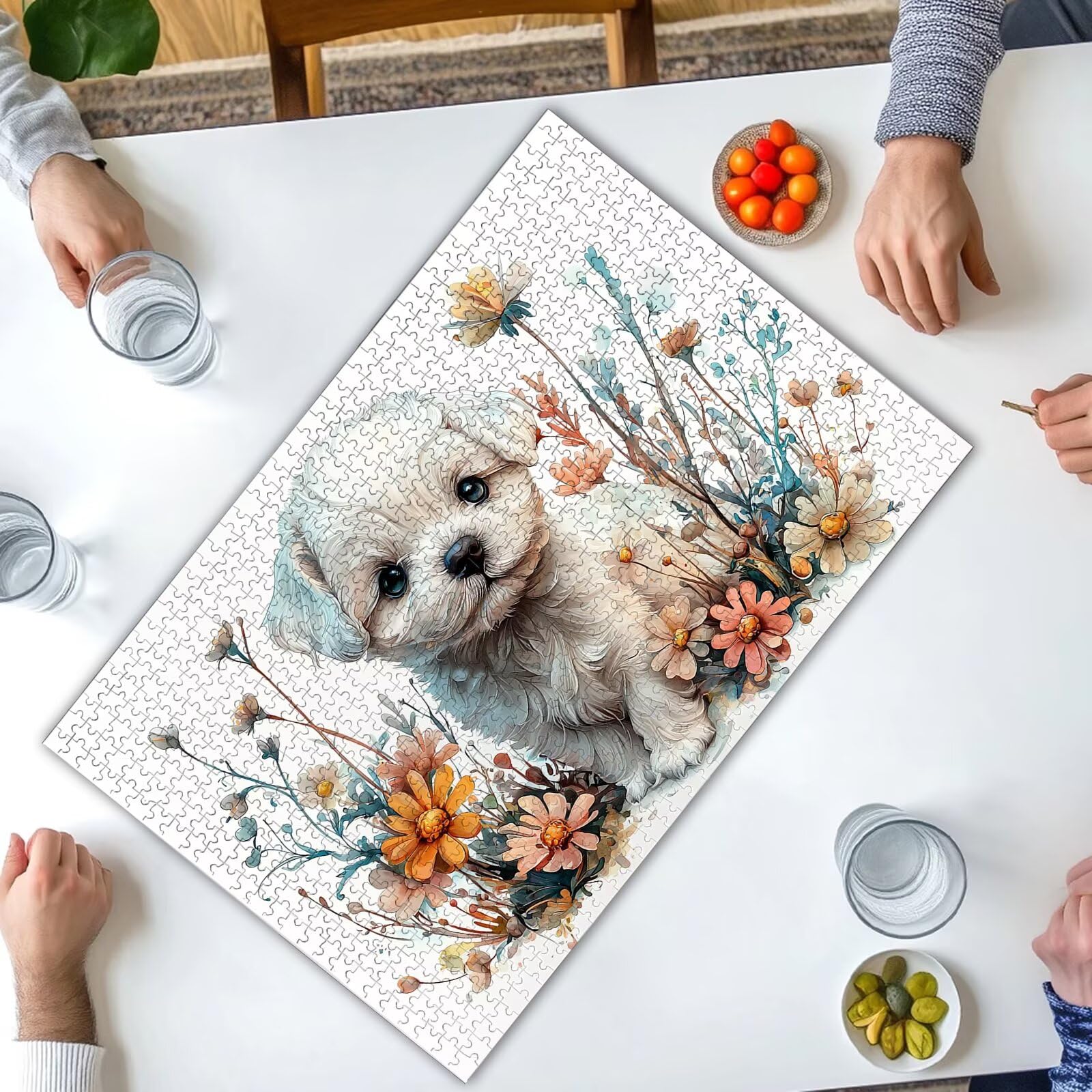 Puzzle dla dorosłych 1500, puzzle kwiatowe dla dorosłych, puzzle dla psów z wykwintnym pudełkiem do pakowania, niemożliwe drewniane puzzle do wystroju pokoju, prezenty dla kobiet, prezenty dla