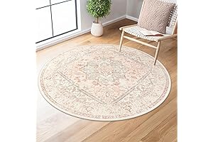 LIVEBOX 4ft Pink Circle Rug for Bedroom - Soft Machine Washable Round...