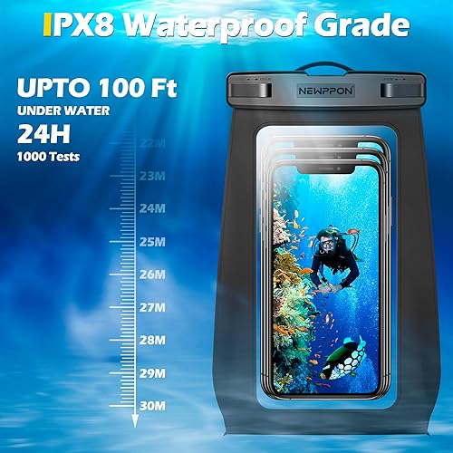 Miniatura 5 de newppon Bolsa flotante impermeable para teléfono paquete de 2 fundas universales flotantes a prueba de agua - Soporte flotante transparente con