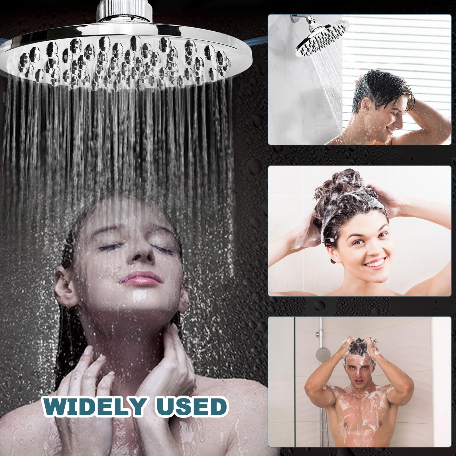 Cabezal de Ducha traje, Ajustable 360° Ducha lluvia 15×9cm | ABS Rociador Ducha con 2 Cintas de Sellado Roscadas para Hotel, Hogar, Baño Cabezal Ducha