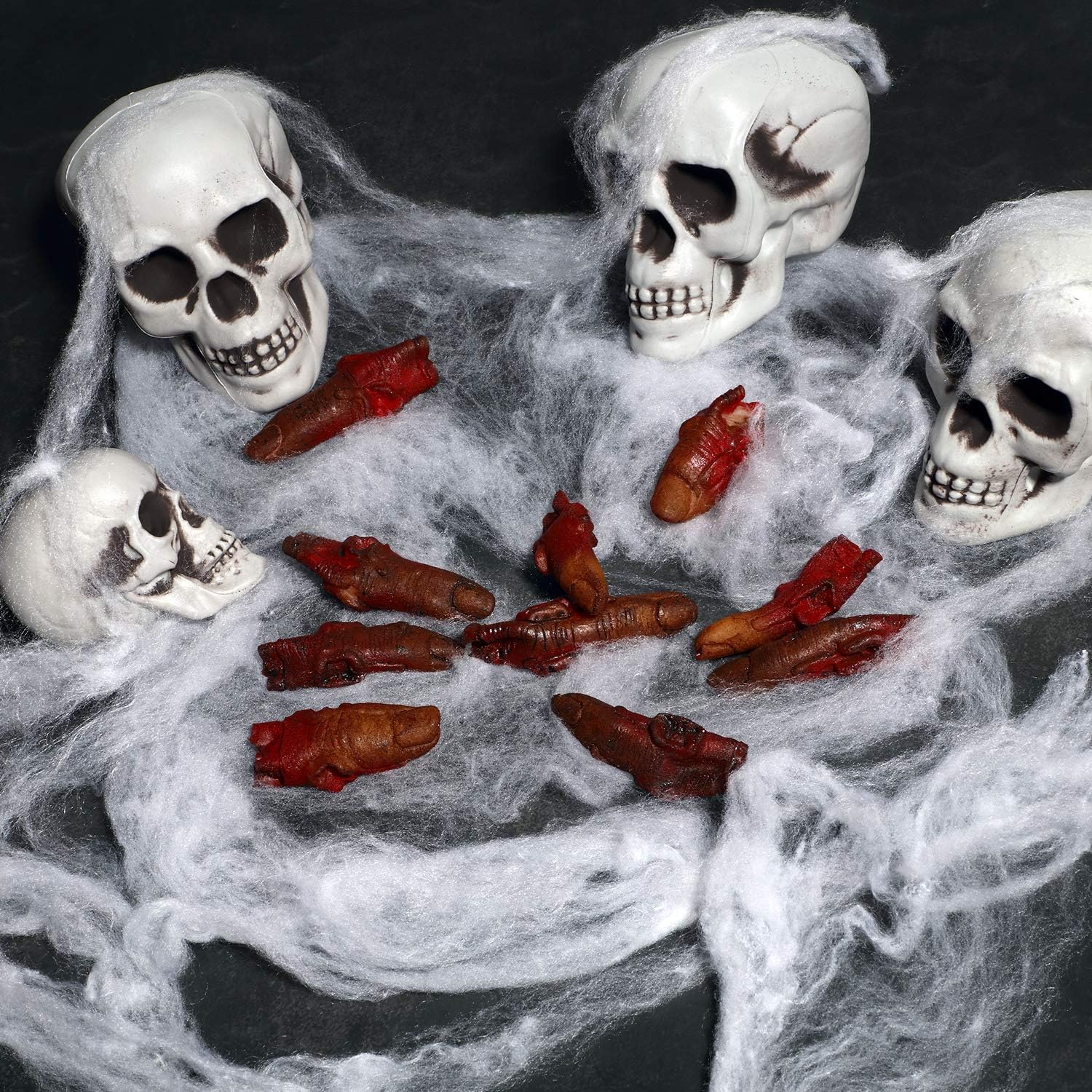 Sumind 10 Pieces Halloween Severed Bloody Fingers Props Realistic Fake Fingers Halloween Bloody Decorations Broken Horrible Prank for Party Decoration and Cosplay
