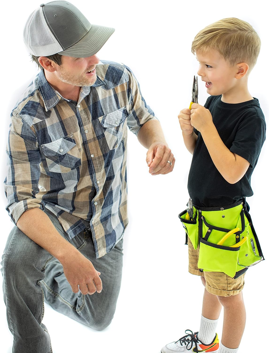 My First Tool Belt Green by DIYjr - Real Tool Belt for Kids Sturdy Tool Apron for Children Construction Childs Toolbelt Adjustable Boys and Girls Junior Carpenter Set