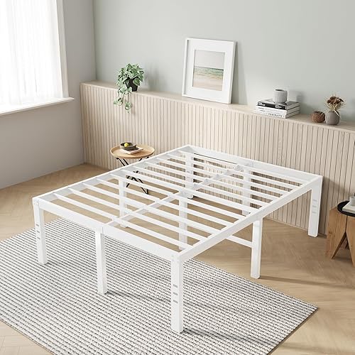 Miniatura 56 de Novilla - Base de cama matrimonial, plataforma de metal de 14 pulgadas, con espacio de almacenamiento debajo de la cama, soporte de listones de
