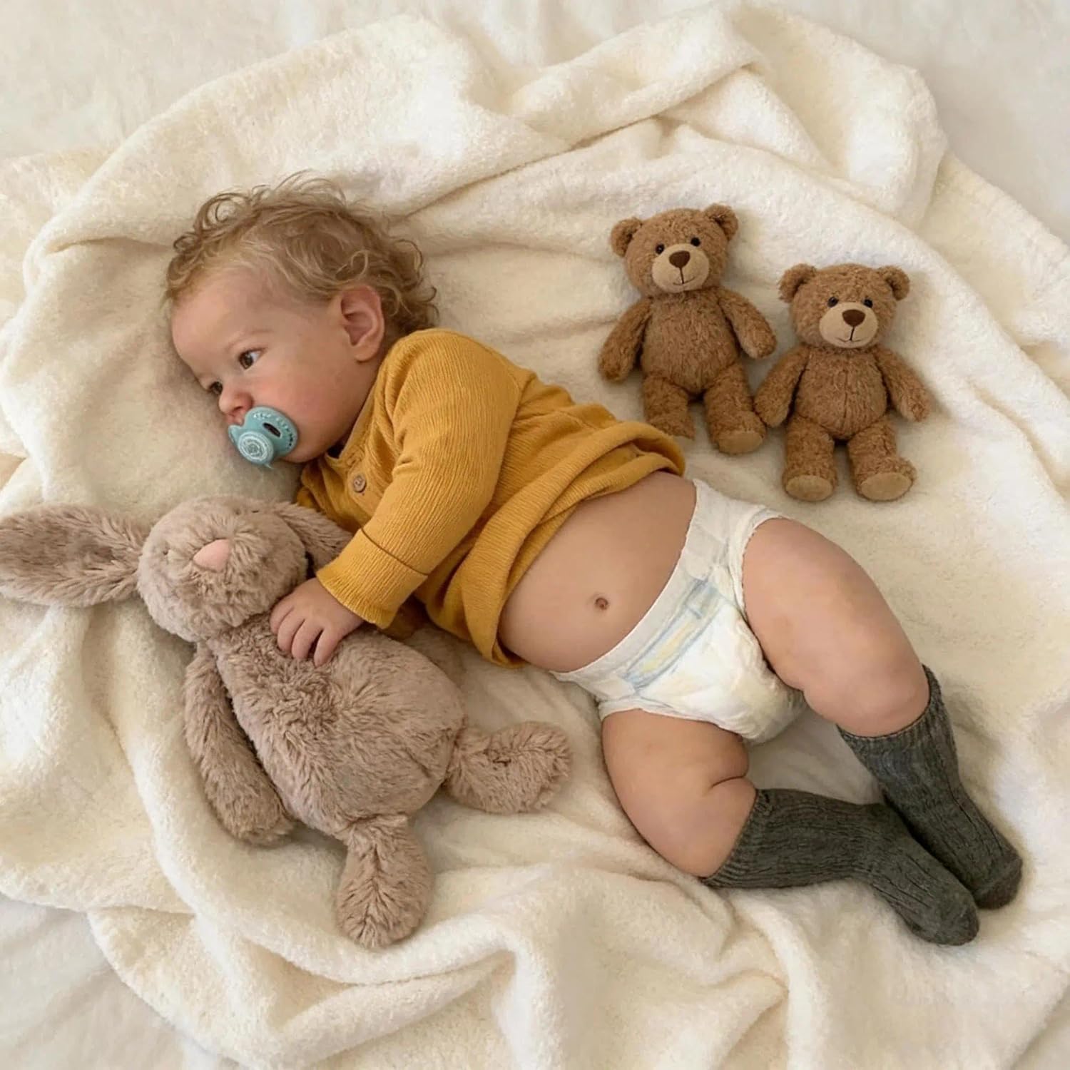 Zero Pam Lifelike Reborn Baby Dolls Boy 20 inch Realistic Baby Doll Soft Silicone Vinyl Full Body Real Looking Reborn Doll Eyes Open wiht Hair for Kids Aged 3+with Bottle & Pacifier (Classic)