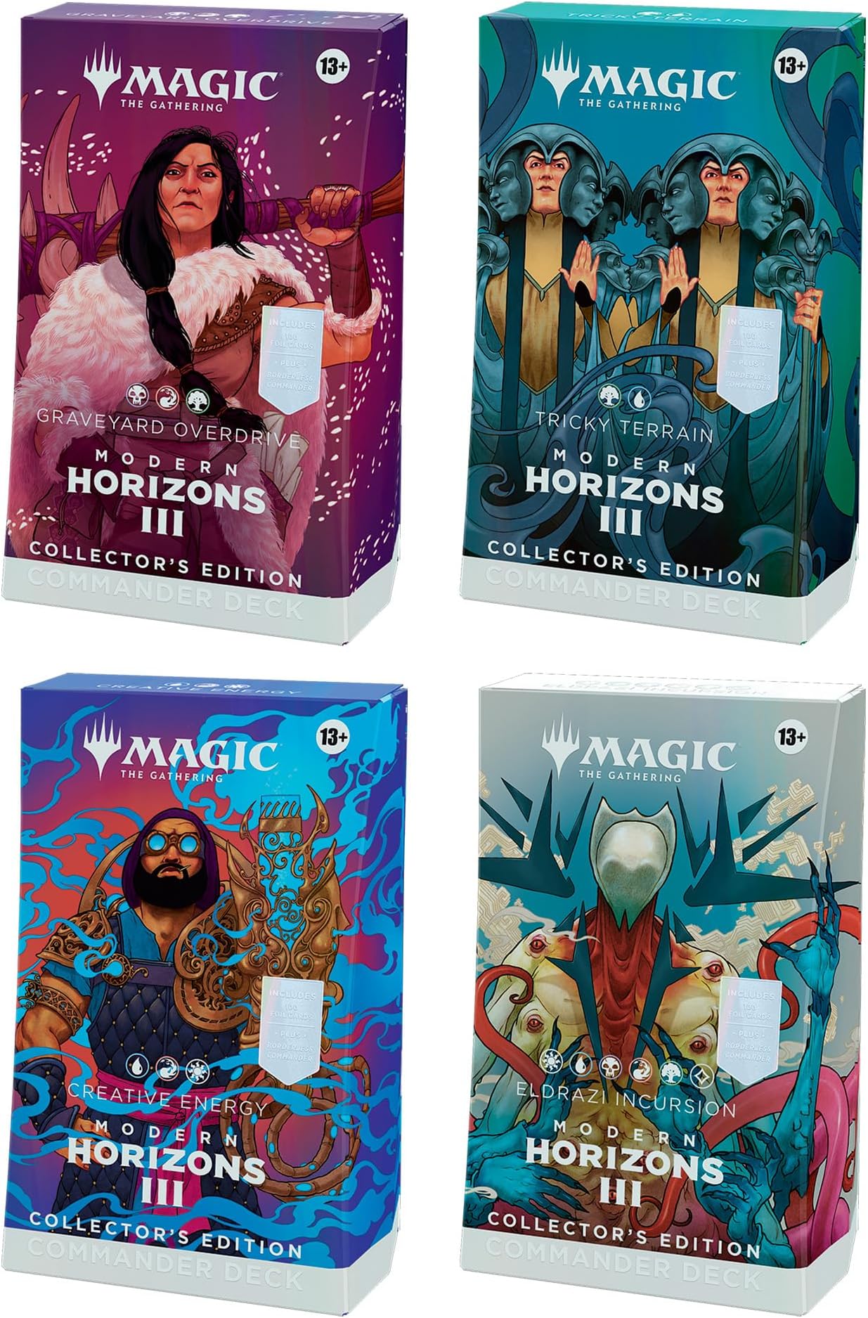 Modern Horizons 3 Commander Deck: Collector’s Edition Bundle - Includes All 4 Decks (Graveyard Overdrive, Tricky Terrain, Creative Energy, and Eldrazi Incursion)