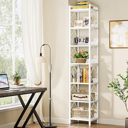 Miniatura 4 de Tribesigns Estantería estrecha extra alta de 78.7 pulgadas, estantería delgada de 7 niveles para espacios pequeños, estantes de exhibición