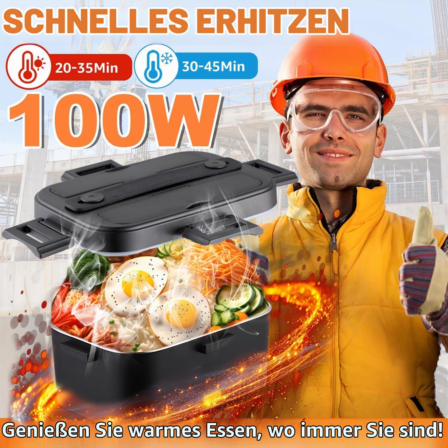 Elektrische Lunchbox 100W，1,8L,12V/24V/230V für Auto Lkw Büro