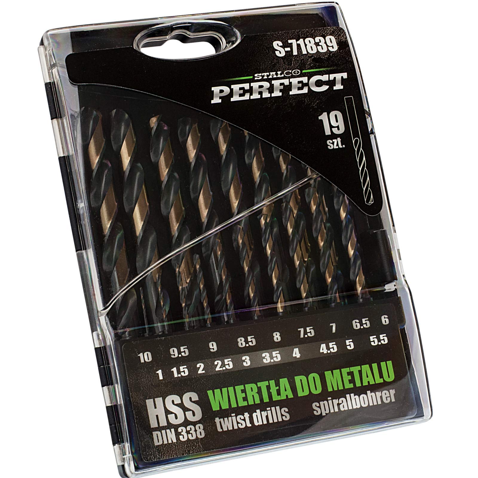 STALCO PERFECT - Set di 19 punte elicoidali per metallo, DIN 338