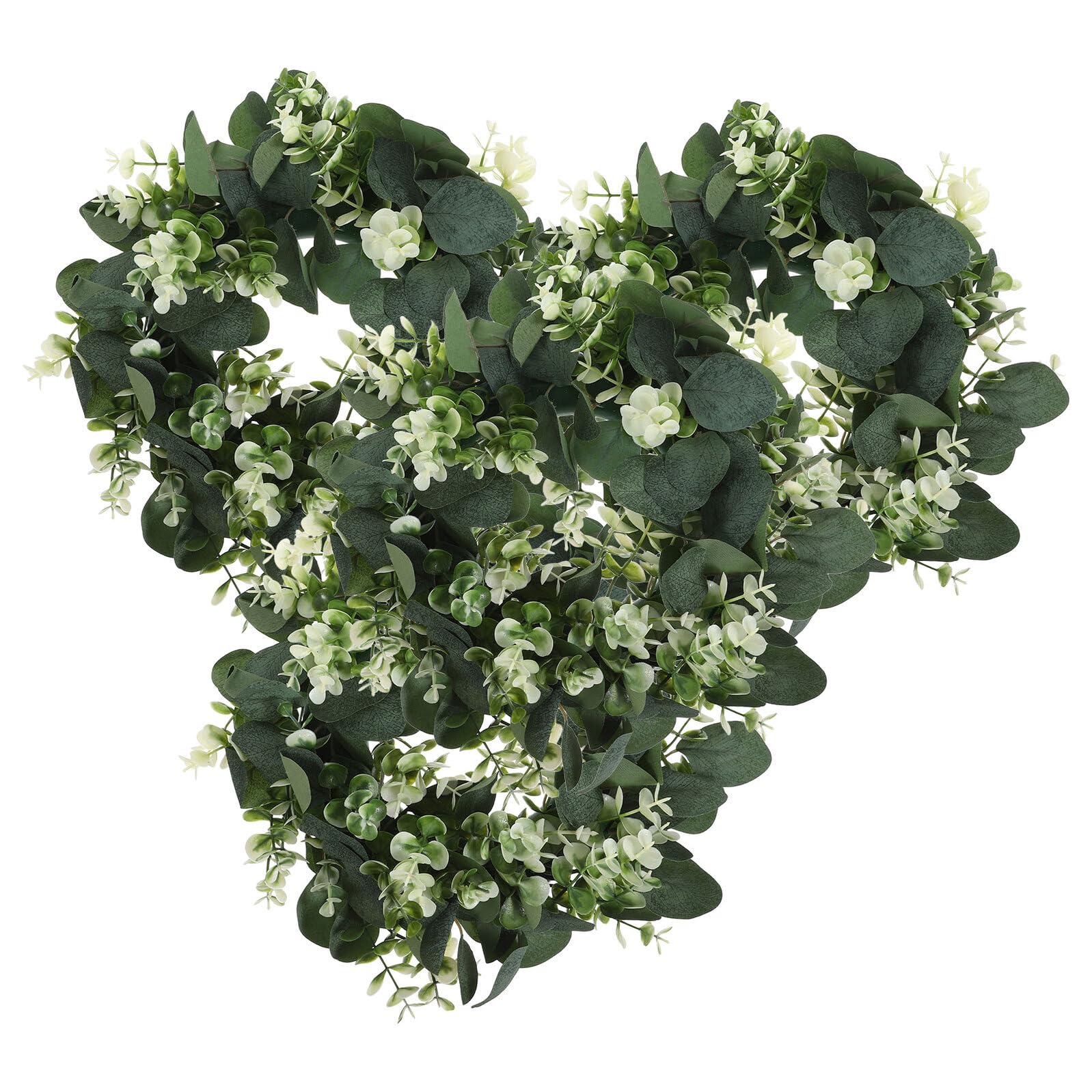 Couronnes d'eucalyptus artificielles lot de 4 mini décors ronds en PE et soie