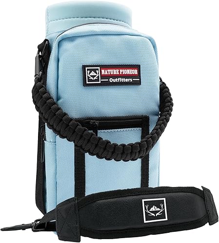 Vista 47 de NATURE PIONEOR Soporte para botella de agua con correa ajustable – 25/32/40 onzas, funda aislante para botella de agua con mango de paracaídas y 2