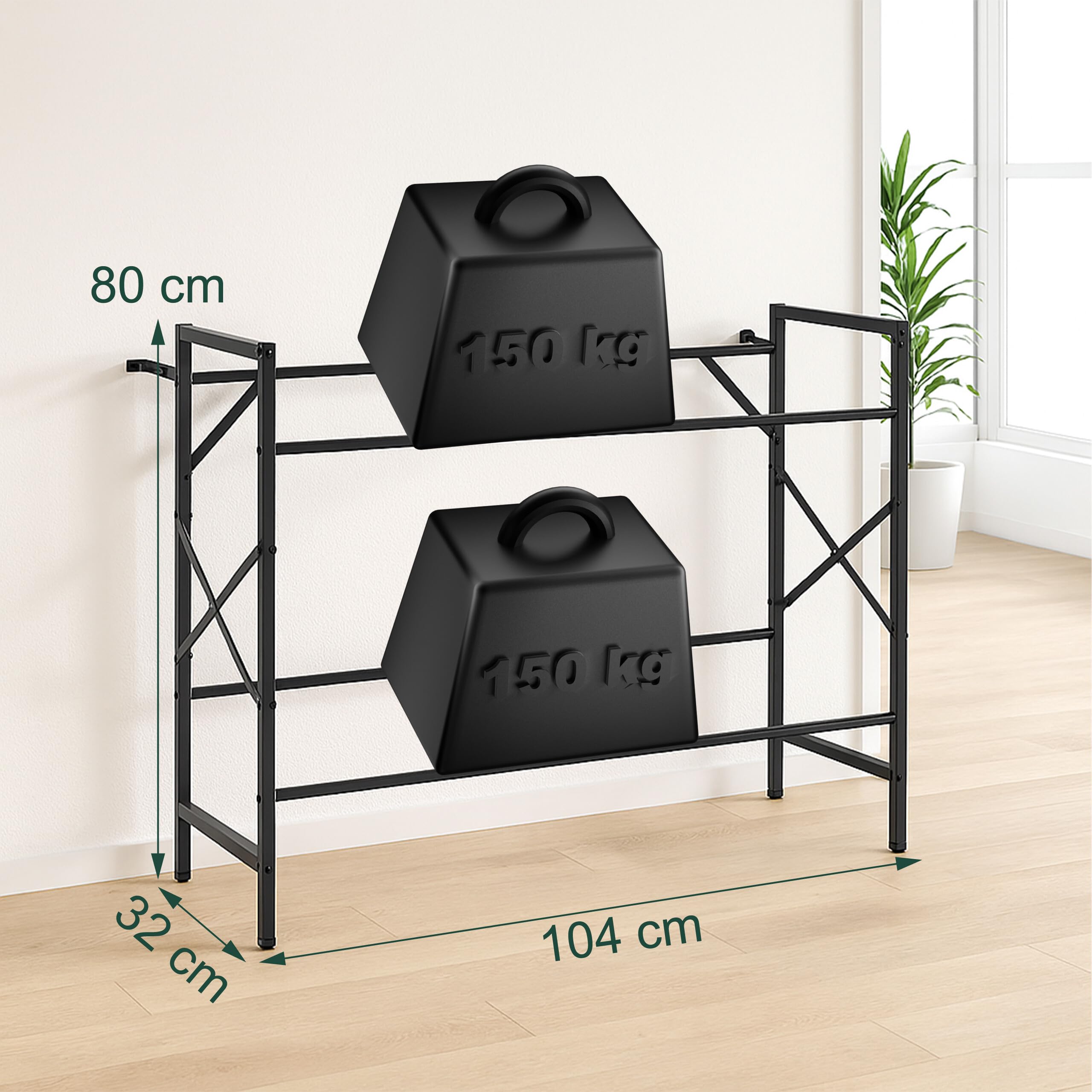 Relaxdays Étagère Rangement Boissons, HLP: 80 x 104 x 32 cm, 300 kg, Range-Boissons pour 6 caisses, Acier, Noir