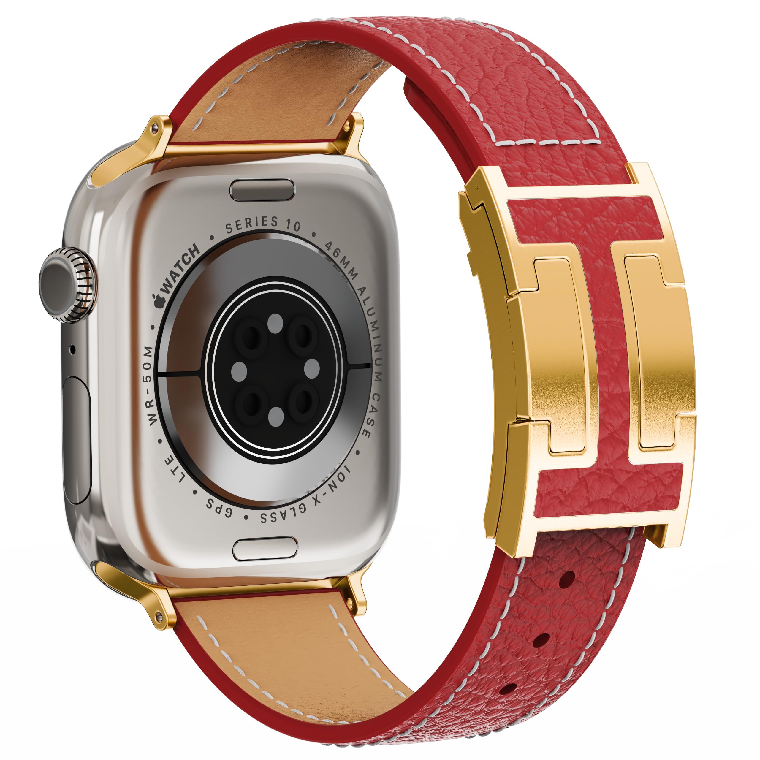 Leather Magnetic Watch Band Compatible with Apple Watch Ultra 49mm 46mm 45mm 44mm 42mm 41mm 40mm 38mm, Designer Replacement Strap for Women Men iWatch Series 9/8/7/6/5/4/3/2/1/SE/Ultra 2