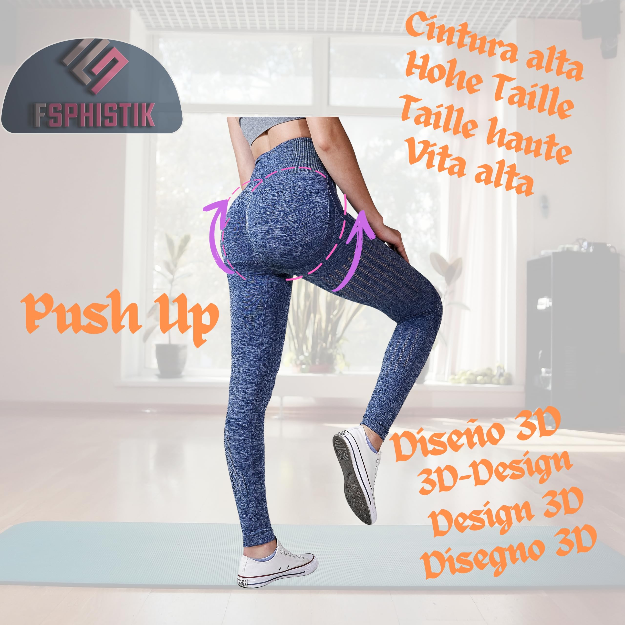 Damen Push Up Leggins | Sportleggings für Damen | Damen-Sportbekleidung | Damen-Leggings | Push-Up Leggings mit hoher Taille und elastischem Effekt