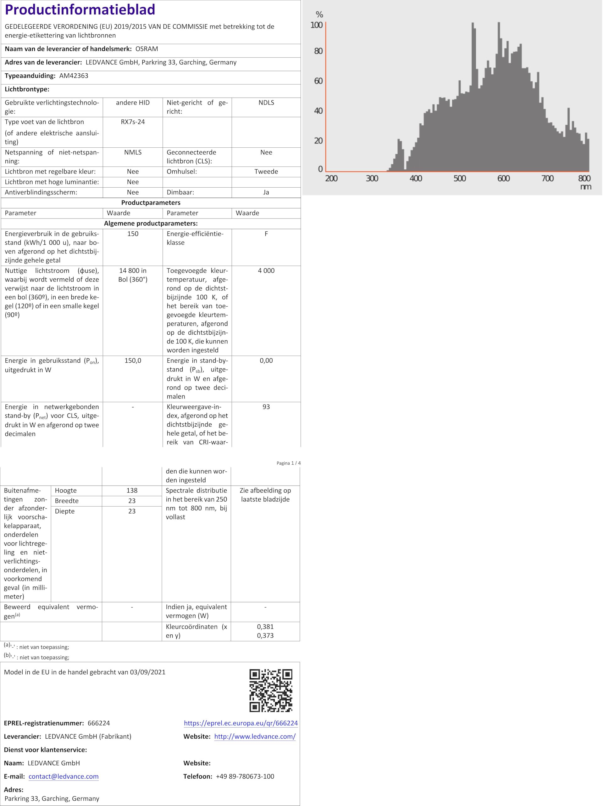 OSRAM lampada a scarica ad alta pressione POWERBALL HCI-TC, MH ceramica apparecchi chiusi, HCI-TC 35W/830 WDL PB G8.5, 1 pezzo