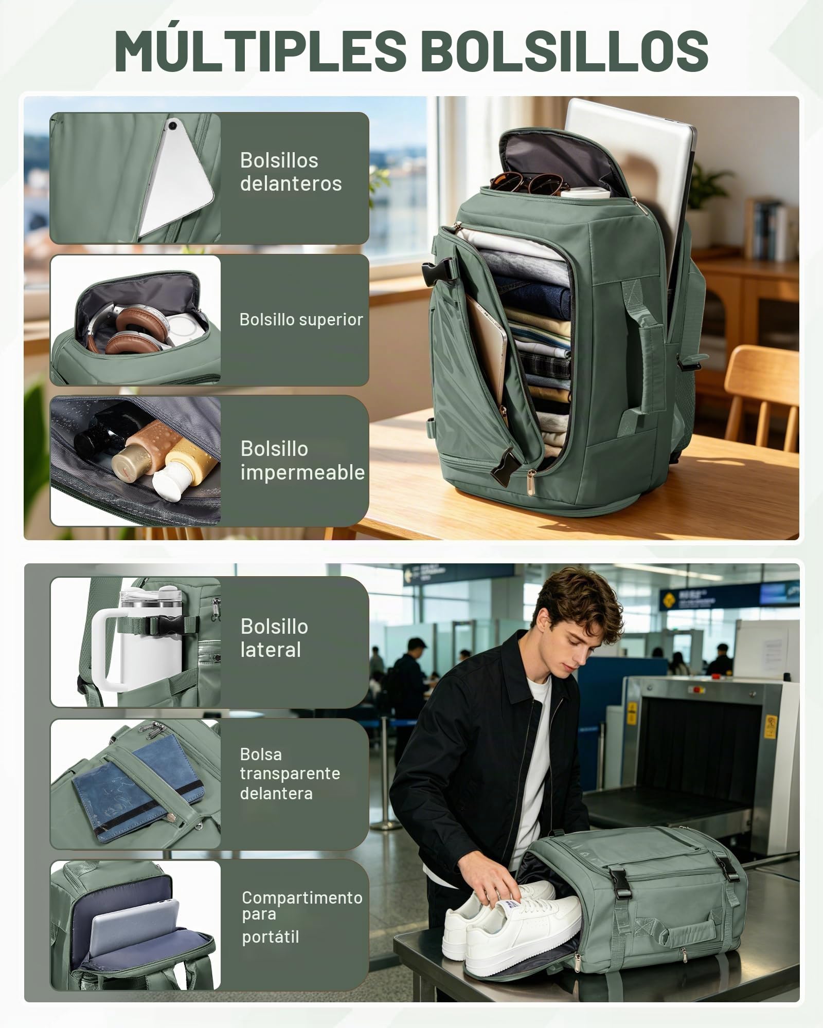SZLX Mochila al Vacío con Bomba Equipaje de Mano 40x30x20 Ryanair Vueling Wizzair Mochila Viaje Cabina Avion 40x20x25 Mujer Maletas de Viaje Cabina 45x36x20 Easyjet Mochila Portatil con USB Hombre