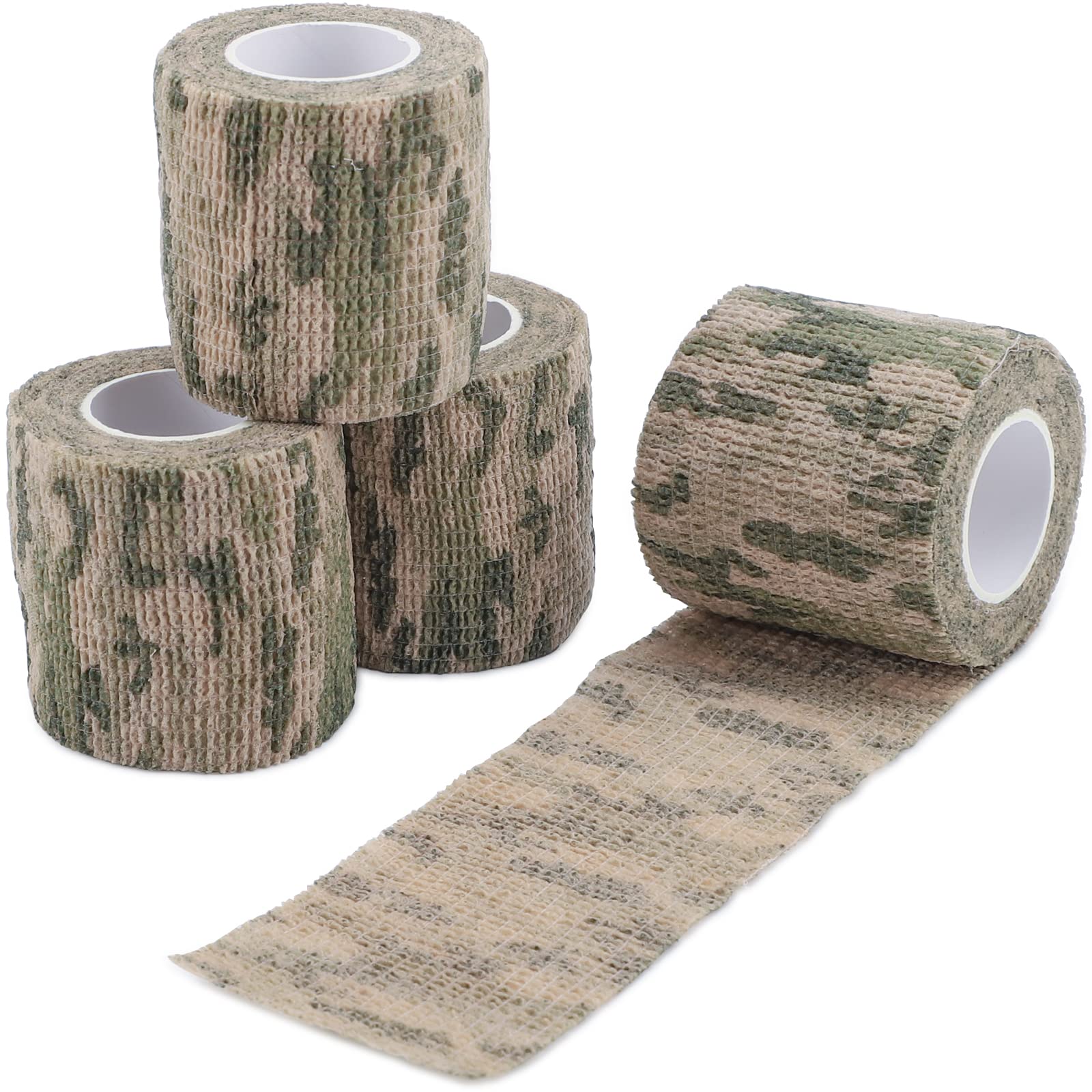 DROK 4 Roll Camouflage Tape, 1.97in x 14.76ft Non Reflective Matte Bandage Protection for Cameras Photography Flashlight Bike Camping fits, 4.92Yard Multi-Functional Self-Adhesive Camo Accessories-image-20